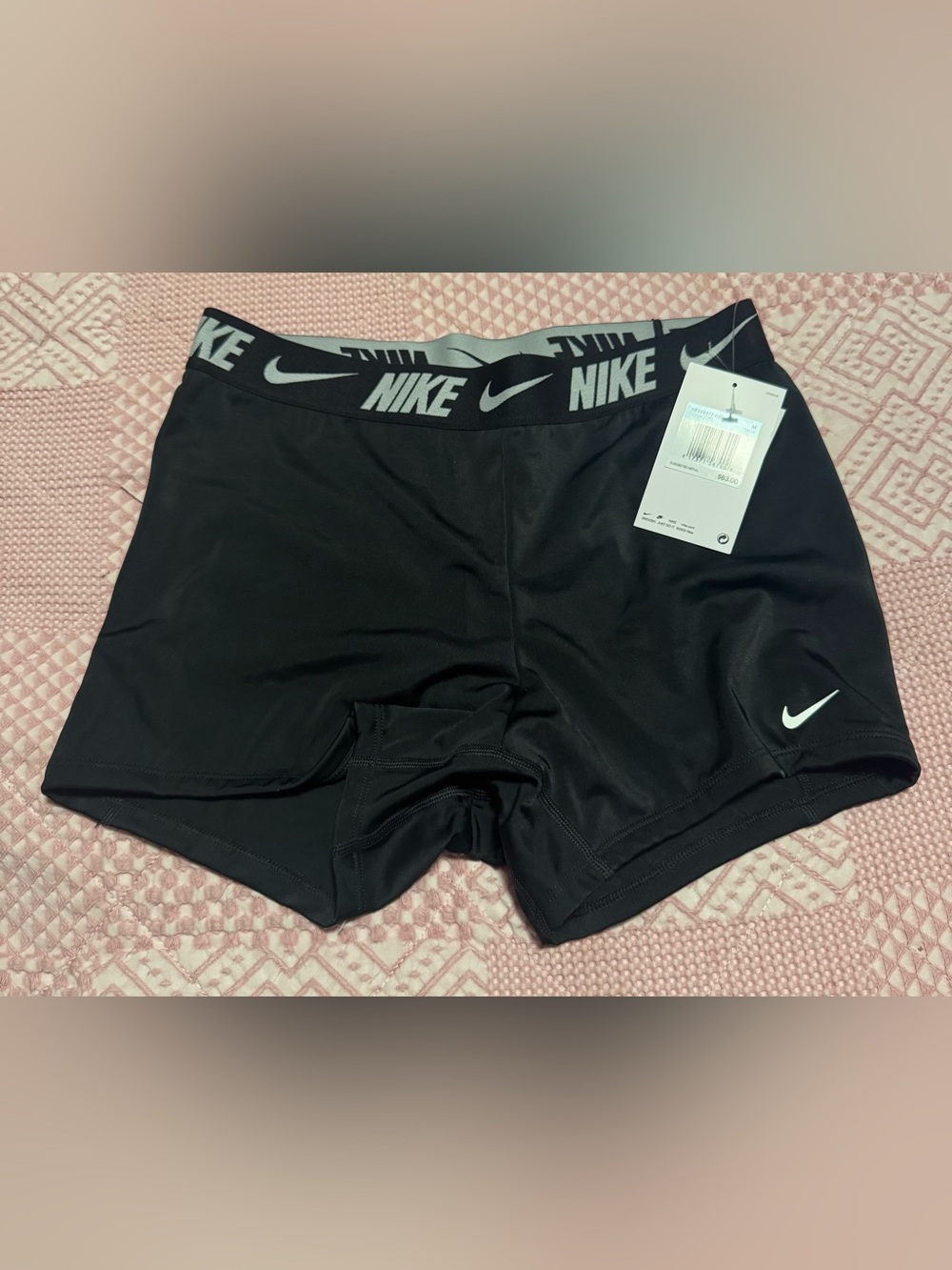 NWT Nike Swim Fusion Logo Tape Women's 3" Kickshort Black NESSG277-001 Sz Medium
